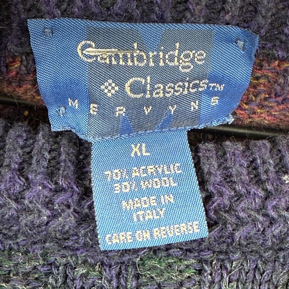 Cambridge Classics Mervyns Sweater Men XL Multi Striped Wool Italy Grandpa Relax - Picture 5 of 7